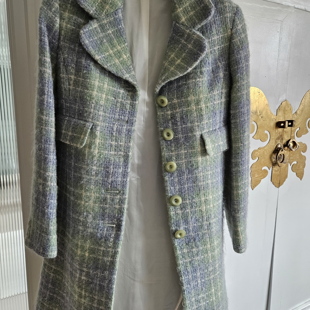 Stylish Green and Blue Plaid Coat